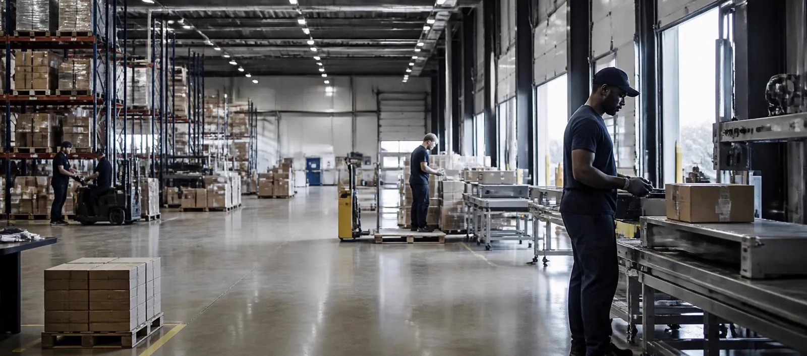 People at work on an operations floor in a modern facility